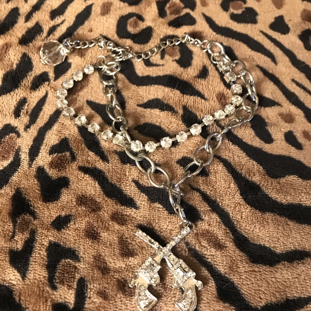 Gun & Rhinestone western boot charm